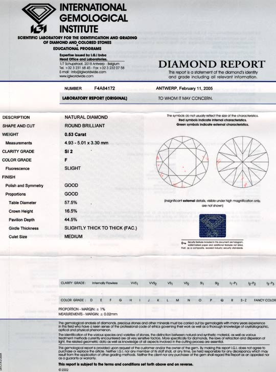 Foto 9 - Diamant, IGI, Brillant 0,53ct Top Wesselton F SI, D5618
