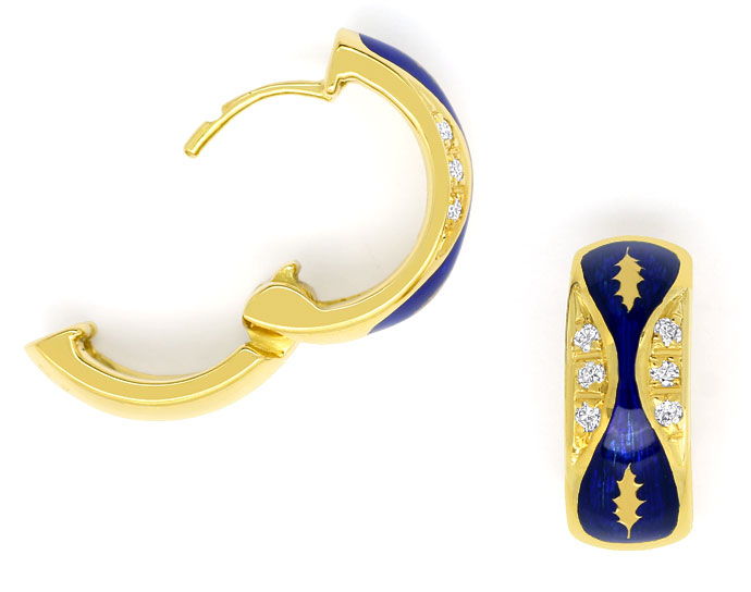 Foto 1 - Faberge Ohrringe mit royalblauem Emaille und Brillanten, R2267