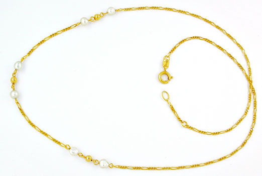 Foto 1 - Schmuck Gelbgold Halskette, schöne Perlen! Neu Okkasion, S0731