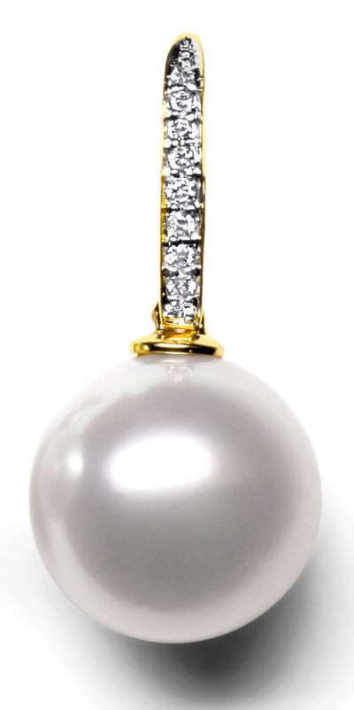 Foto 2 - Ohrringe Südsee Perlen Diamanten Haken, 18K Gold, S1144