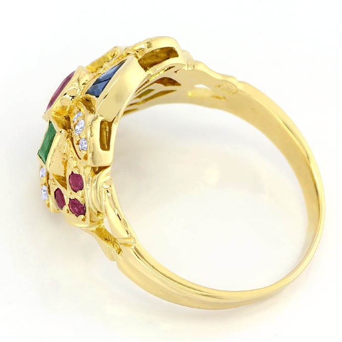 Foto 3 - Rubine Saphire Smaragde Diamanten in Goldring, S1990