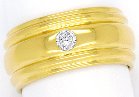 Foto 2 - Breiter Gelbgold-Ring mit 0,19 ct Brillant Solitaer 18K, S4189