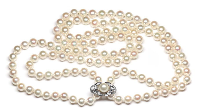 Foto 1 - Perlenkette 90cm  6,5mm Diamant Clip, viele Variationen, S9004