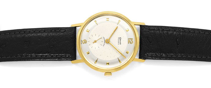 Foto 1 - Onsa Vintage Herren Uhr, Handaufzug, 18K Gold Lederband, U1580