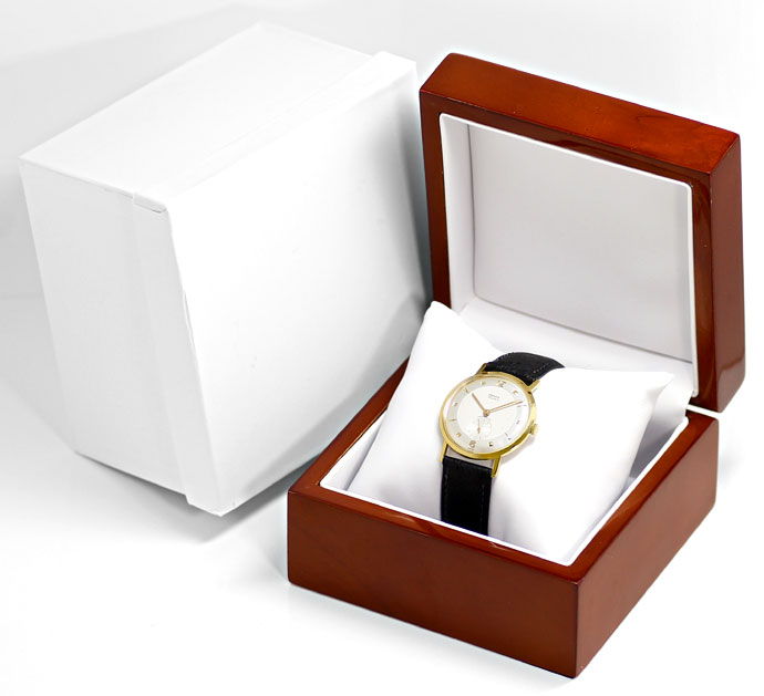 Foto 4 - Onsa Vintage Herren Uhr, Handaufzug, 18K Gold Lederband, U1580